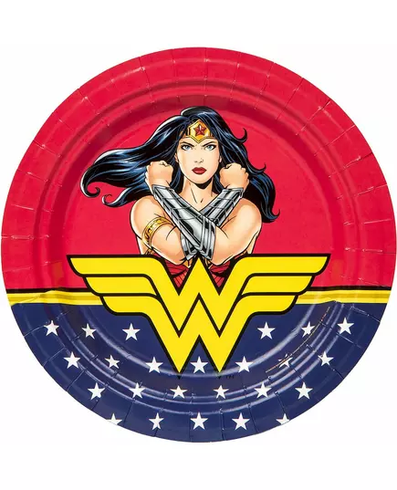 8 Wonder Woman Paper Plates 23 cm