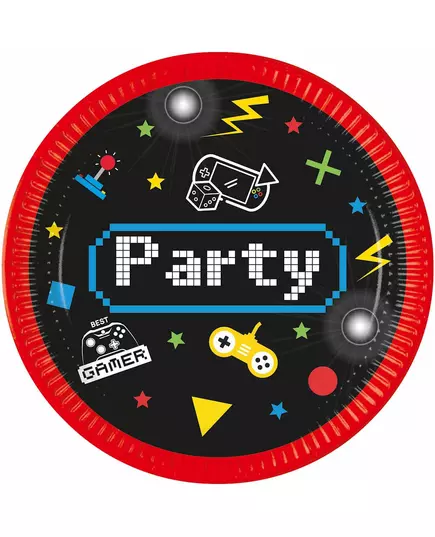 8 Gaming Party Paper Plates 23 cm