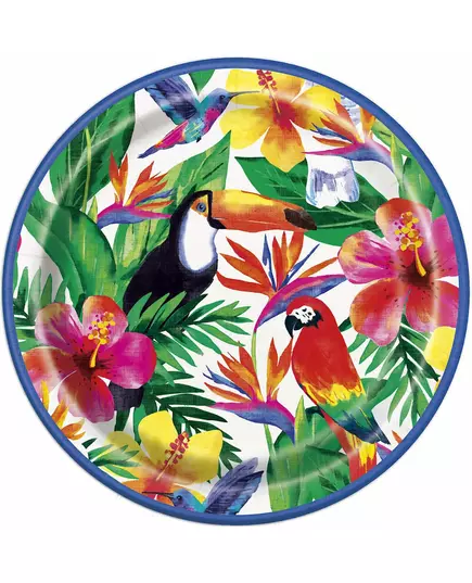 8 Palm Tropical Luau Paper Plates 23 cm