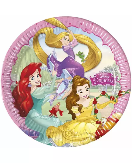 8 Disney Prinsesse Hjerte Papirtallerkener 23 cm
