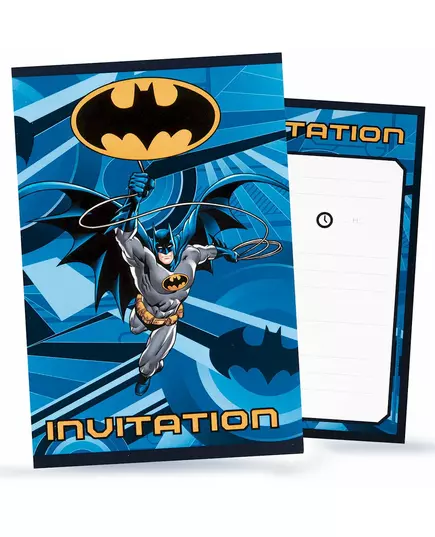 8 Batman Invitation Cards with Envelopes 10x16cm