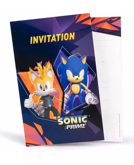 8 Sonic Prime invitasjonskort 10 x 15 cm