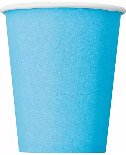 8 Pastel blue cardboard cups 270 ml