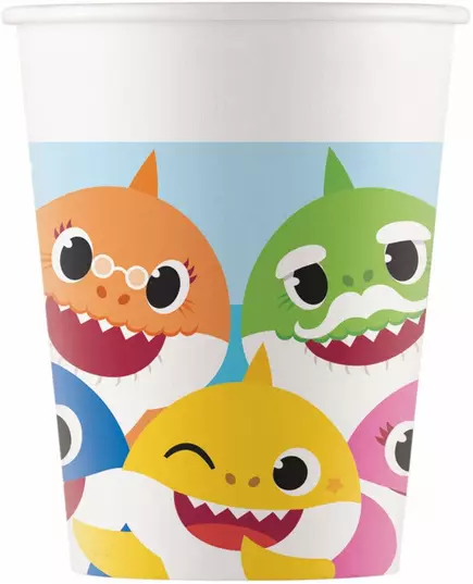 8 Baby Shark 200 ml pappkopper