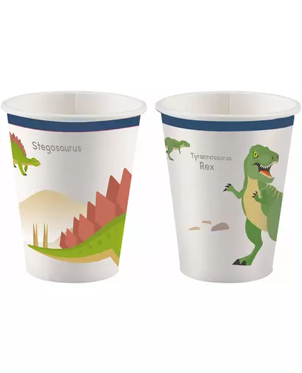 8 store dinosaurpappkopper 250 ml