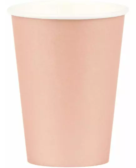 8 pappkopper i roségull, 210 ml