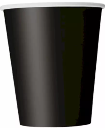 8 svarte pappkopper à 210 ml