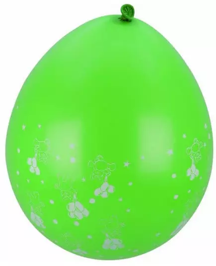 8 grønne ballonger med små bamsemønstre