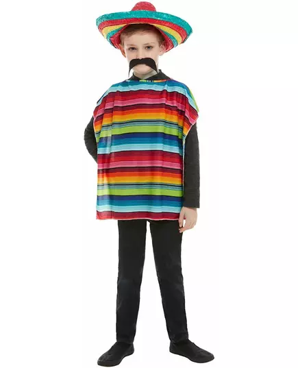 Barnas meksikanske poncho og sombrero
