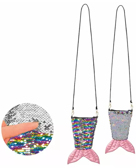 Mermaid tail bag with reversible rainbow and silver sequins zip for adults