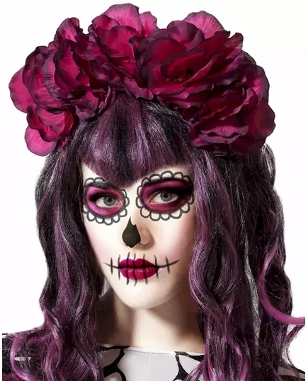 Women's Day of the Dead large pink flower headband