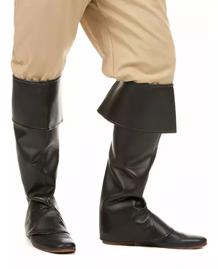 Adult black faux leather overboots