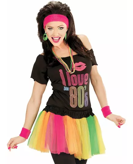 Kort neon flerfarget tutu til dame