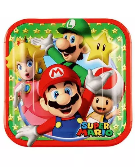 8 små Super Mario-papirtallerkener 18 cm
