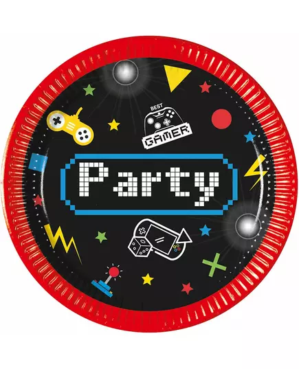 8 Small Gaming Party Paper Plates 20 cm