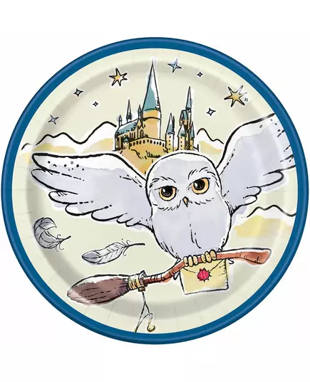 8 små Harry Potter mønstrede papirtallerkener 18 cm