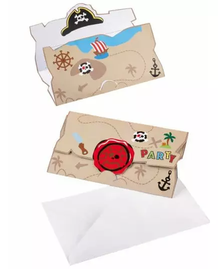 8 pirat-invitasjoner og konvolutter