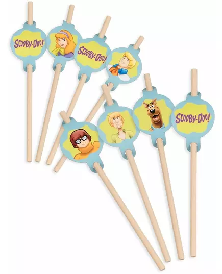8 Scooby-Doo cardboard medallion straws 20cm
