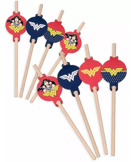 8 Wonder Woman-medaljongsugerør i papp, 20 cm
