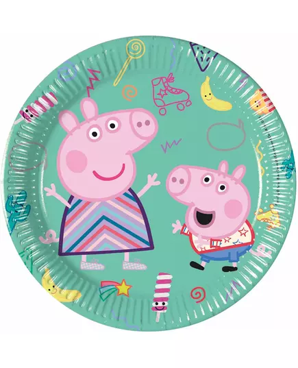 8 små Peppa Gris-papirtallerkener 20 cm