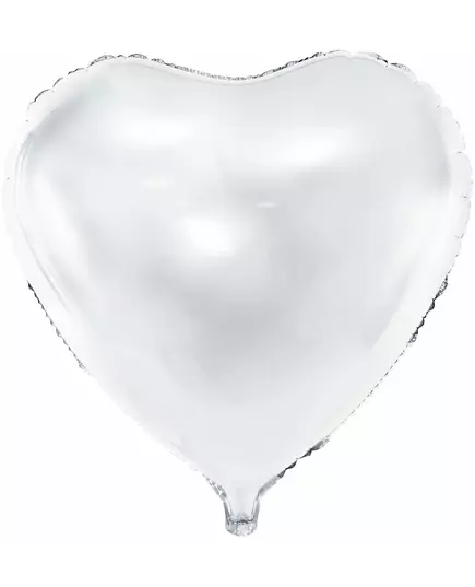 Hvit hjertefolieballong 45 cm