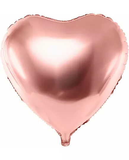 Metallisk roségull hjertefolieballong 45 cm