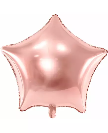 Metallisk folieballong i roségull med stjerne, 48 cm