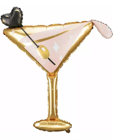 Pink and gold cocktail glass foil balloon 126 x 93 cm