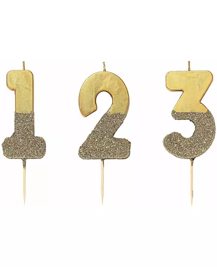 Gullglitter-talllys på pinne 13,8 cm, Størrelse: 2
