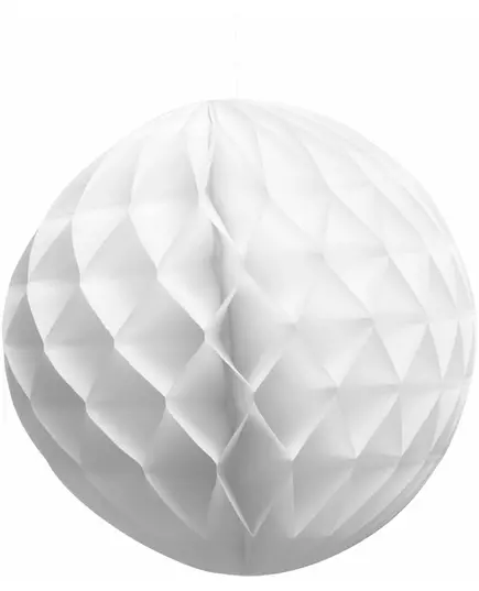 Hvit papirball med bikakemotiv 25 cm