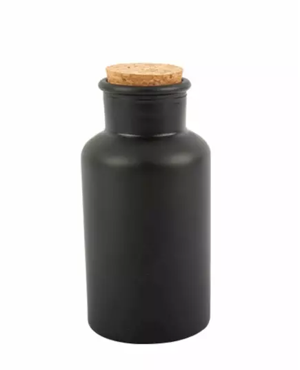Matt svart apotekflaske med korkpropp 17 cm 500 ml