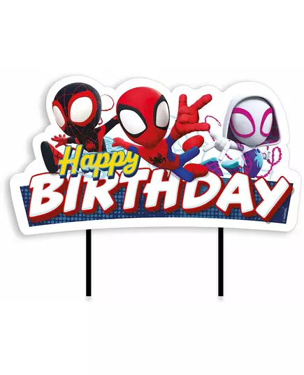 Cake topper Happy Birthday Spidey and his friends 17.5 cm