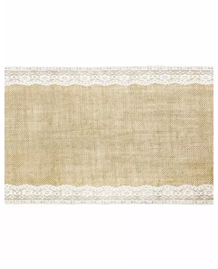 Jutebordløper med blondekanter 28 cm x 2,75 m