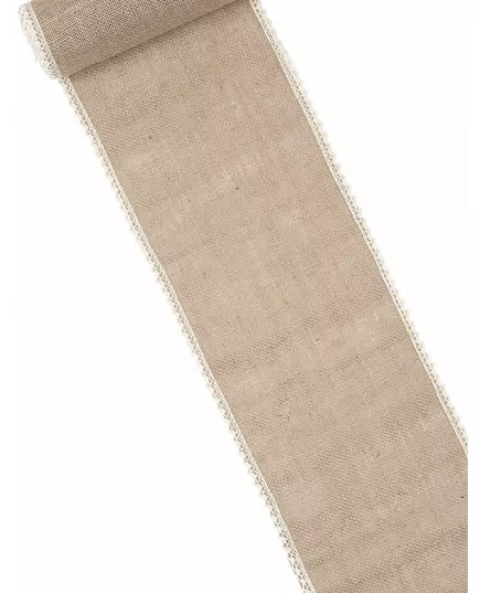 Jute and lace table runner 20 cm x 5 m