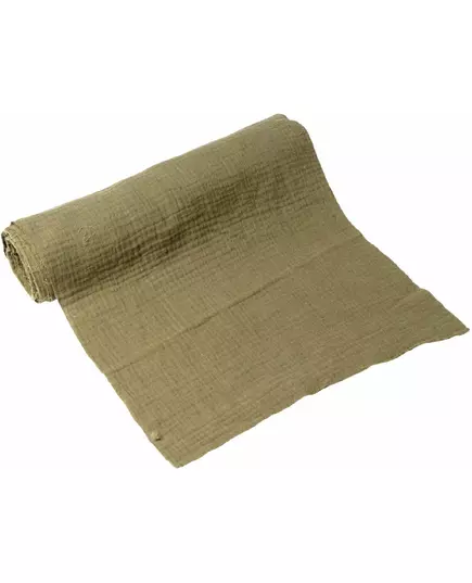 Kakifarget bordløper i bomullsgass 30 cm x 3 m