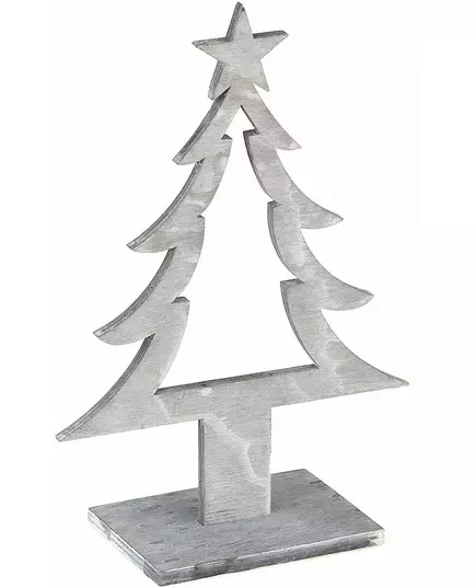 Grey wooden Christmas tree decoration 25 x 11 x 8 cm