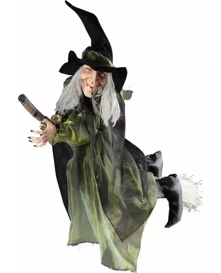 100 cm Halloween-dekorasjon med flygende heks på kosteskaft