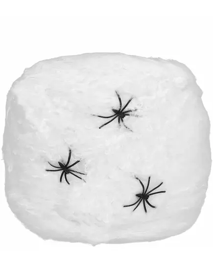Hvit spindelvevdekorasjon med edderkopper 20g Halloween