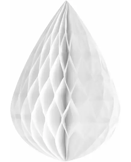 Hvite, bikakeformede papirdråper 12,5 cm