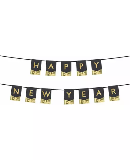 Happy New Year Black and Gold Bunting Garland 135cm