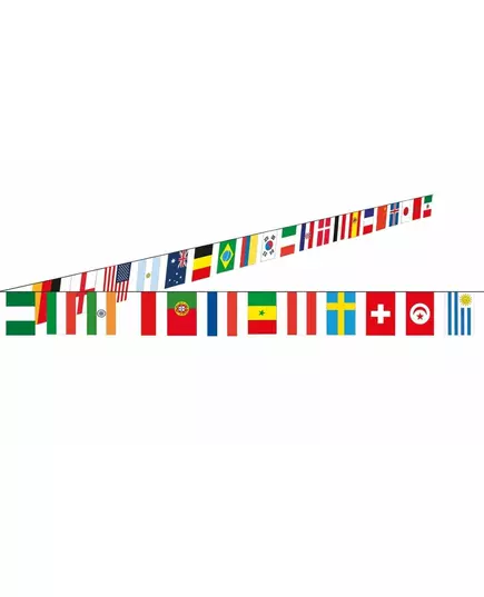 Paper flag garland 32 countries 10 m