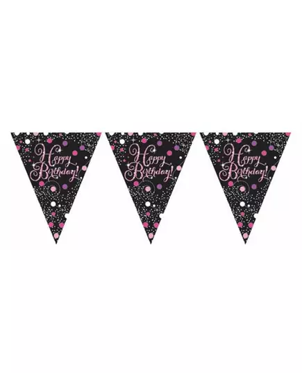 Glitrende rosa festlig girlander 3 m 96 x 21 cm