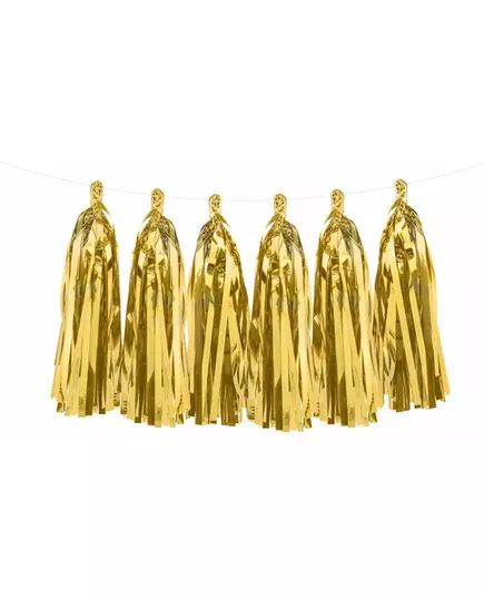 Tassel garland 12 metallic gold pompoms 1.5m