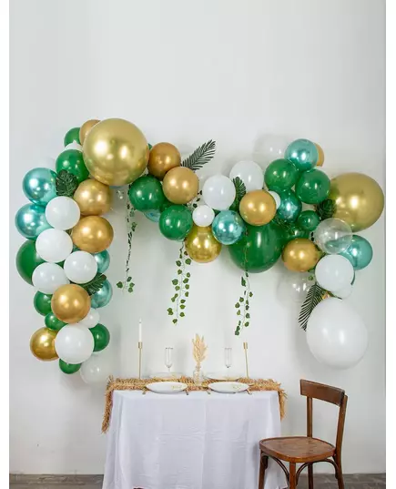 Tropical Balloon Arch Kit with 86 Ivy, Palm and Monstera Leaves
