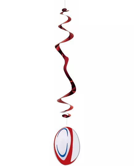 Set of 6 fireproof paper pendants Rugby ball 80 cm