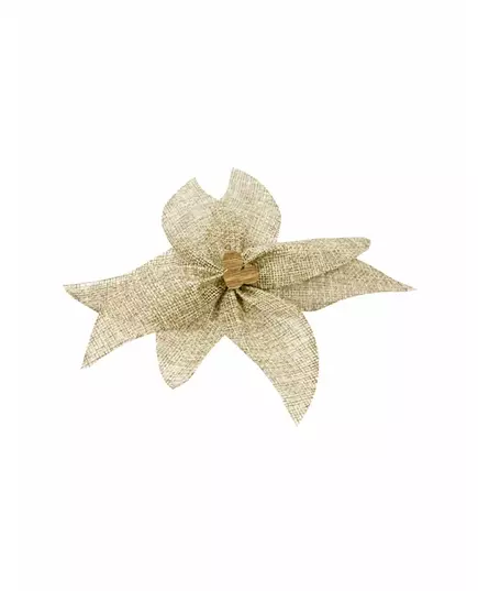 15cm Canvas Poinsettia Bow with Wooden Bead