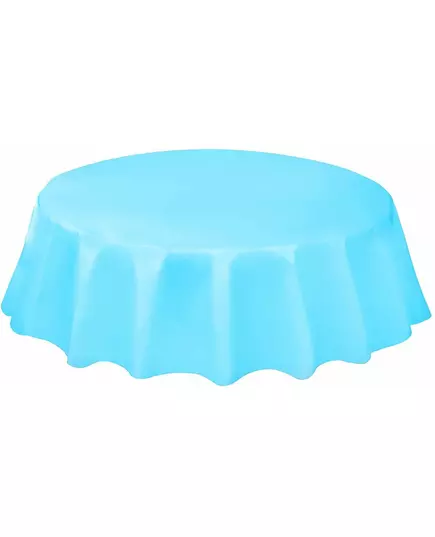Pastellblå rund plastduk 214 cm