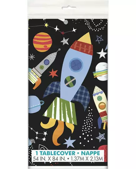 Black universe plastic tablecloth 137 x 213 cm