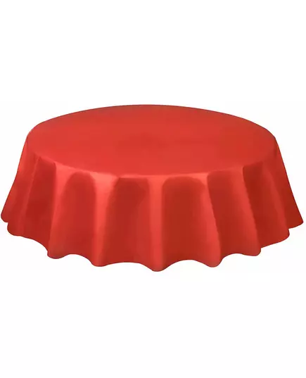 Red round disposable plastic tablecloth 2m13