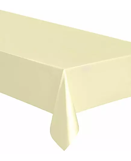 Rectangular ivory plastic tablecloth 137 x 274 cm